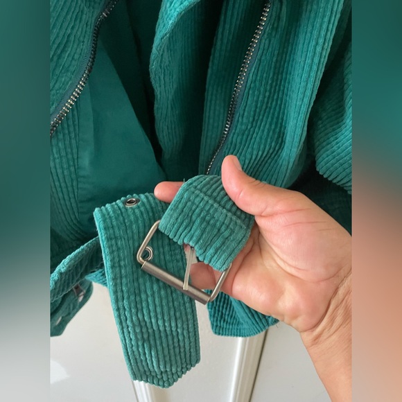 Free People Slouchy Corduroy Dolman Moto Jacket Belted Zip Cuff Buckle - Picture 9 of 10